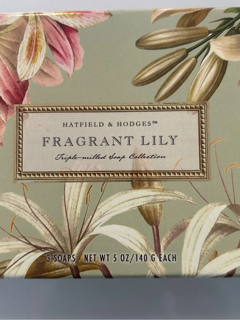 HATFIELD & HODGES Fragrant Lily TRIPLE MILLED SOAP COLLECTION 3 BARS SOAP SETNEW